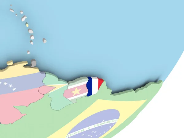 Illustration French Guiana Political Globe Embedded Flag Illustration — Stock Photo, Image