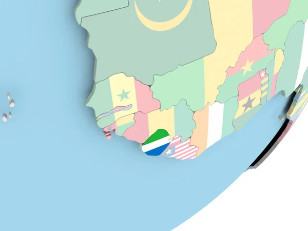 Illustration Sierra Leone Political Globe Embedded Flag Illustration — Stock Photo, Image