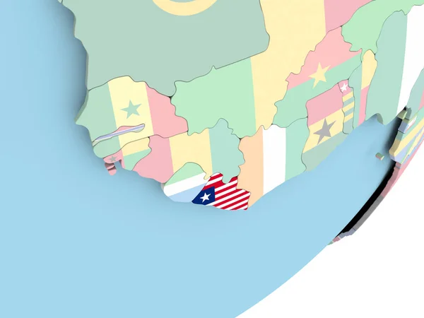 Illustrazione Della Liberia Sul Globo Politico Con Bandiera Incorporata Illustrazione — Foto Stock