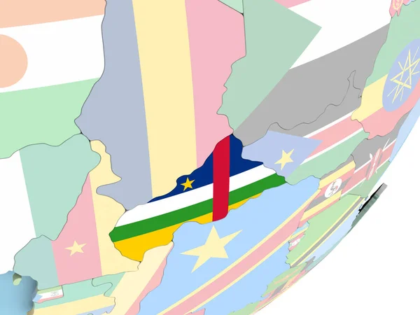 Illustration Afrique Centrale Sur Globe Politique Avec Drapeau Intégré Illustration — Photo