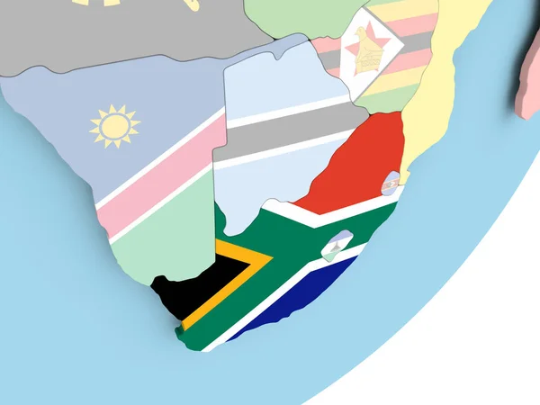 Abbildung Von Südafrika Auf Politischem Globus Mit Eingebetteter Flagge Illustration — Stockfoto