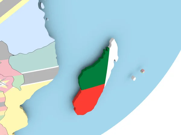 Illustration Madagaskar Politiska Jordglob Med Inbäddade Flagga Illustration — Stockfoto