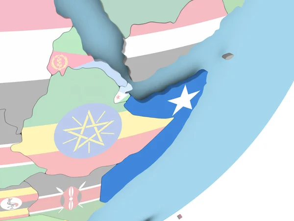 Szomália Illusztrációja Politikai Globe Beágyazott Zászló Illusztráció — Stock Fotó