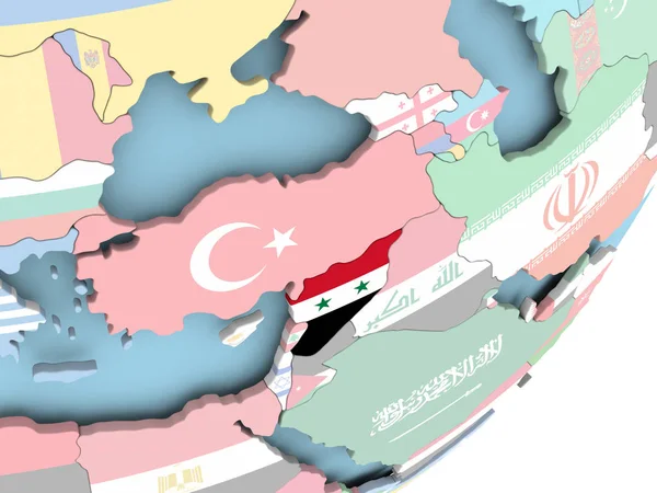 Ilustração Síria Mundo Político Com Bandeira Embutida Ilustração — Fotografia de Stock