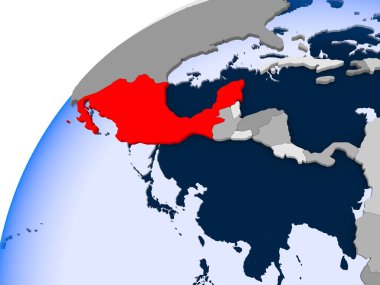 Meksika görünür ülke sınırları ve şeffaf okyanuslar ile basit siyasi dünya üzerinde. 3D çizim.