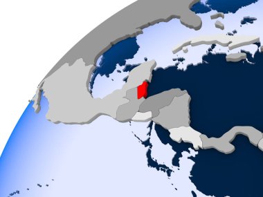 Belize görünür ülke sınırları ve şeffaf okyanuslar ile basit siyasi dünya üzerinde. 3D çizim.