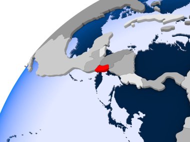 El Salvador görünür ülke sınırları ve şeffaf okyanuslar ile basit siyasi dünya üzerinde. 3D çizim.