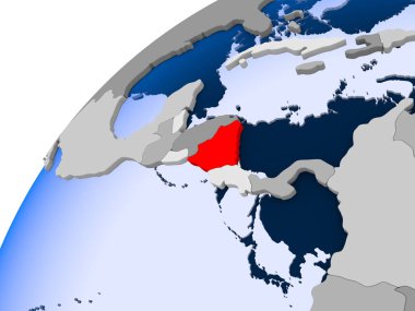 Nikaragua görünür ülke sınırları ve şeffaf okyanuslar ile basit siyasi dünya üzerinde. 3D çizim.
