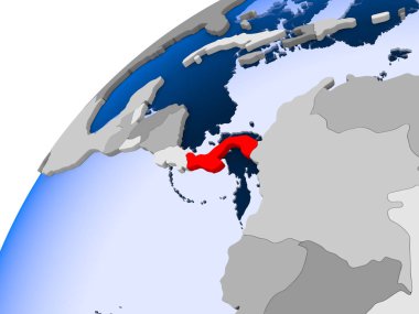 Panama görünür ülke sınırları ve şeffaf okyanuslar ile basit siyasi dünya üzerinde. 3D çizim.