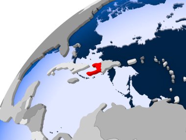 Haiti görünür ülke sınırları ve şeffaf okyanuslar ile basit siyasi dünya üzerinde. 3D çizim.