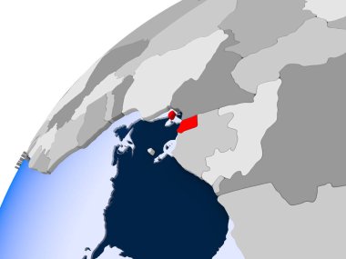 Ekvator Ginesi görünür ülke sınırları ve şeffaf okyanuslar ile basit siyasi dünya üzerinde. 3D çizim.