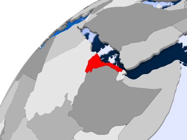 Eritre görünür ülke sınırları ve şeffaf okyanuslar ile basit siyasi dünya üzerinde. 3D çizim.