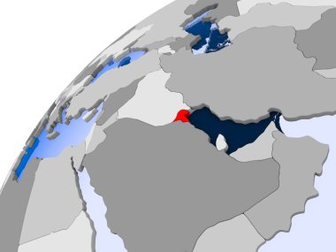 Kuveyt görünür ülke sınırları ve şeffaf okyanuslar ile basit siyasi dünya üzerinde. 3D çizim.