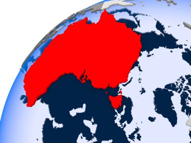 Avustralya görünür ülke sınırları ve şeffaf okyanuslar ile basit siyasi dünya üzerinde. 3D çizim.
