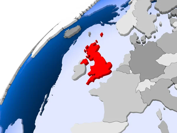 Verenigd Koninkrijk Eenvoudige Politieke Wereldbol Met Zichtbare Landsgrenzen Transparante Oceanen — Stockfoto