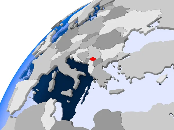 目に見える国境と透明な海単純な政治的な地球上のコソボ イラストレーション — ストック写真