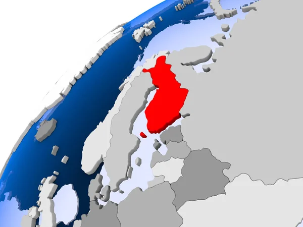 Finlandiya Görünür Ülke Sınırları Şeffaf Okyanuslar Ile Basit Siyasi Dünya — Stok fotoğraf