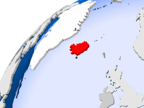 Island Liegt Auf Einem Einfachen Politischen Globus Mit Sichtbaren Ländergrenzen — Stockfoto