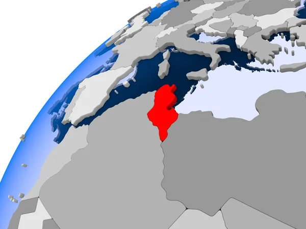 Tunesien Auf Einem Einfachen Politischen Globus Mit Sichtbaren Ländergrenzen Und — Stockfoto