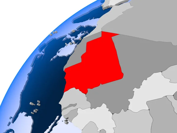 Mauretanien Auf Einem Einfachen Politischen Globus Mit Sichtbaren Ländergrenzen Und — Stockfoto