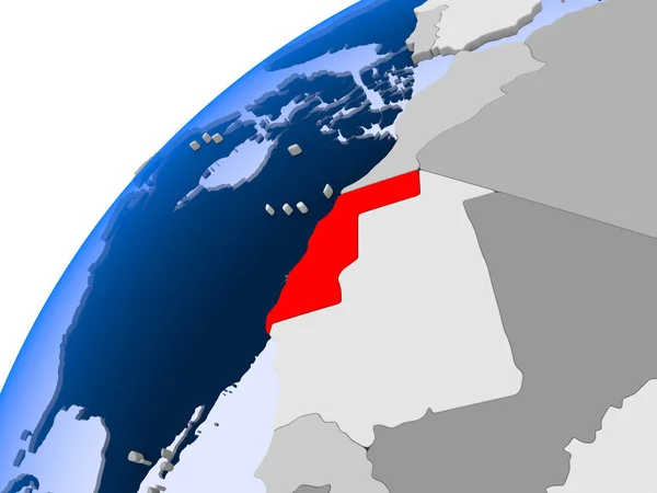 Westelijke Sahara Eenvoudige Politieke Wereldbol Met Zichtbare Landsgrenzen Transparante Oceanen — Stockfoto