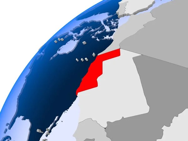 目に見える国境と透明な海単純な政治的な地球上の西サハラ イラストレーション — ストック写真