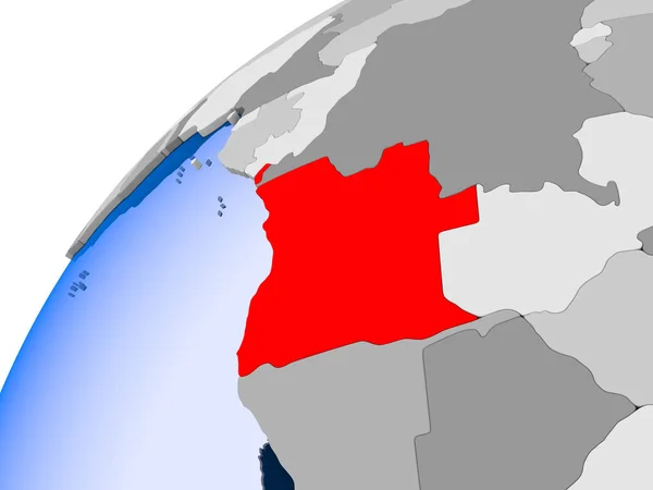 Ангола Простий Політичних Земної Кулі Видимими Кордони Прозорий Океанів Ілюстрація — стокове фото