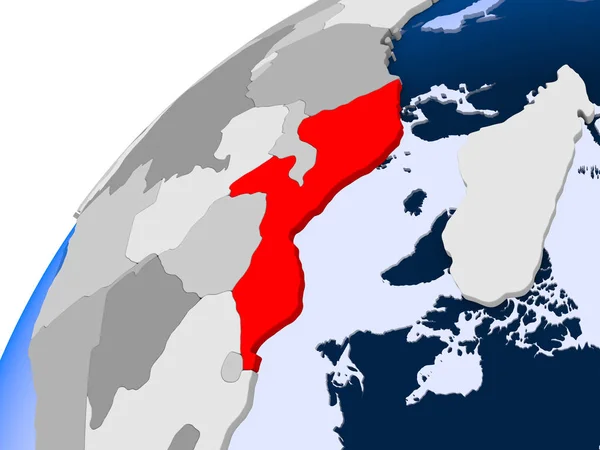 目に見える国境と透明な海単純な政治的な地球上のモザンビーク イラストレーション — ストック写真