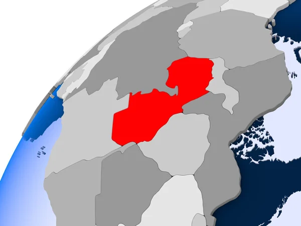 Замбія Простий Політичних Земної Кулі Видимими Кордони Прозорий Океанів Ілюстрація — стокове фото