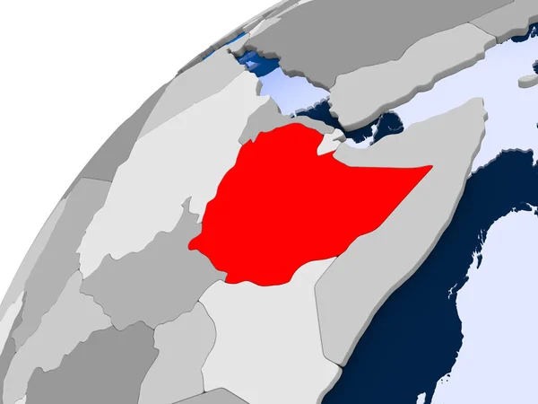 Etiopia Proste Globus Polityczny Granic Kraju Widoczne Przejrzyste Oceanów Ilustracja — Zdjęcie stockowe