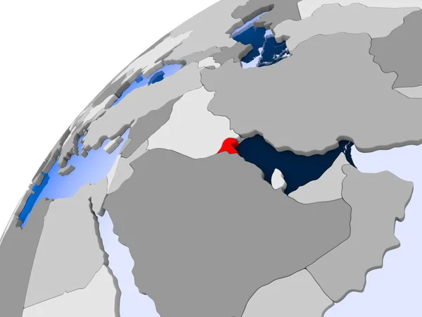 Kuwait Simples Globo Político Com Fronteiras Países Visíveis Oceanos Transparentes — Fotografia de Stock