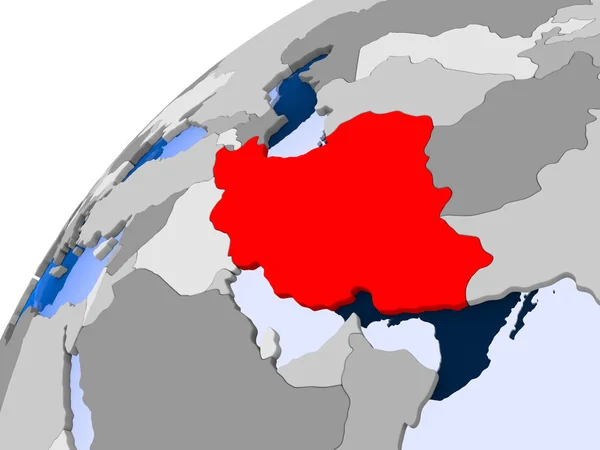 Iran Eenvoudige Politieke Wereldbol Met Zichtbare Landsgrenzen Transparante Oceanen Illustratie — Stockfoto