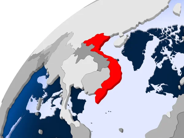 Wietnam Proste Globus Polityczny Granic Kraju Widoczne Przejrzyste Oceanów Ilustracja — Zdjęcie stockowe