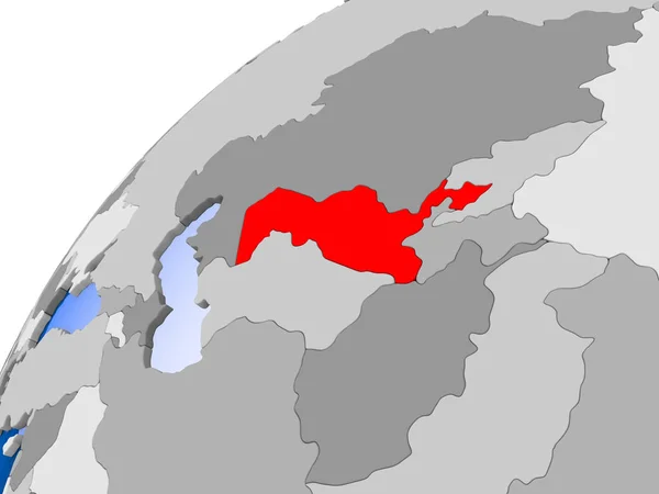 Узбекистан Простий Політичних Земної Кулі Видимими Кордони Прозорий Океанів Ілюстрація — стокове фото