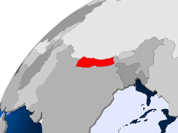 Непал Простом Политическом Глобусе Видимыми Границами Страны Прозрачными Океанами Иллюстрация — стоковое фото