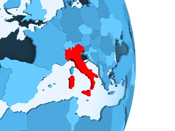 Italië Het Rood Eenvoudige Blauwe Politieke Wereldbol Met Zichtbare Landsgrenzen — Stockfoto