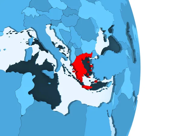 Griekenland Het Rood Eenvoudige Blauwe Politieke Wereldbol Met Zichtbare Landsgrenzen — Stockfoto