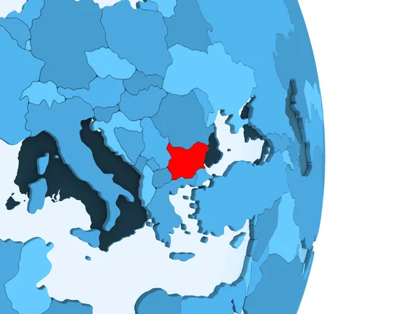 Болгария Красном Простой Голубой Политический Глобус Видимыми Границами Страны Прозрачными — стоковое фото