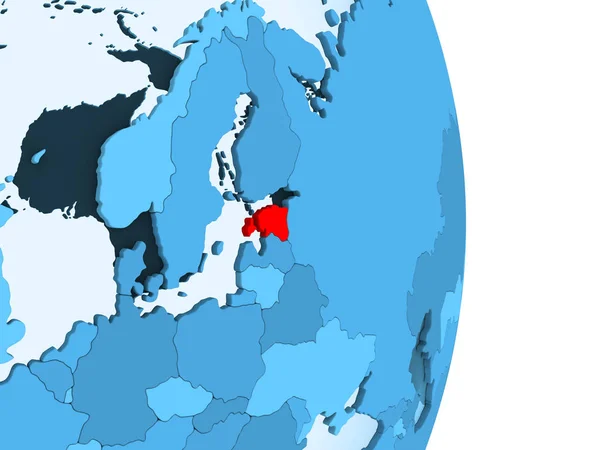 Estonsko Červené Barvě Jednoduché Modré Politické Globe Hranice Země Viditelné — Stock fotografie