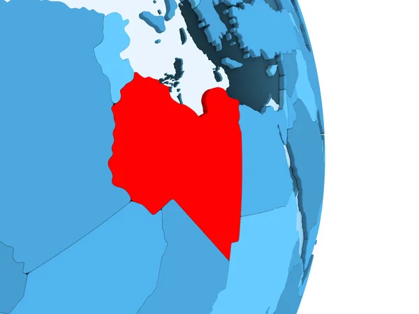 Ливия Красном Простом Голубом Политическом Глобусе Видимыми Границами Страны Прозрачными — стоковое фото