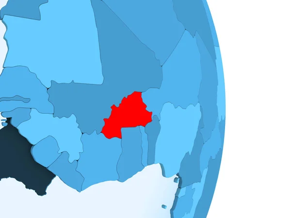 Μπουρκίνα Φάσο Κόκκινο Χρώμα Στο Απλό Μπλε Πολιτικό Κόσμο Σύνορα — Φωτογραφία Αρχείου