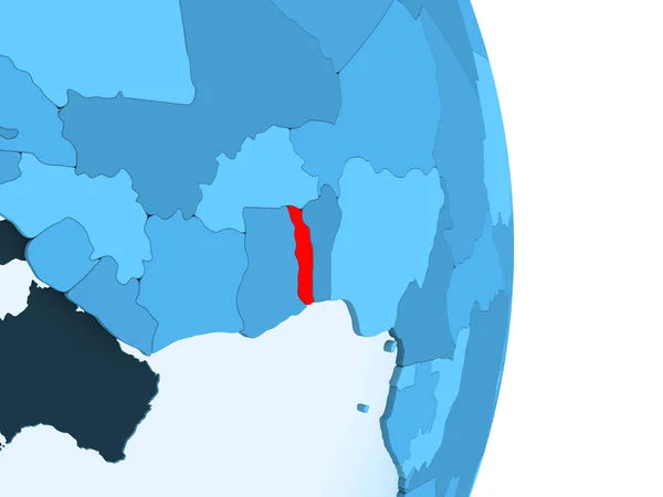 Togo Rouge Sur Simple Globe Politique Bleu Avec Des Frontières — Photo
