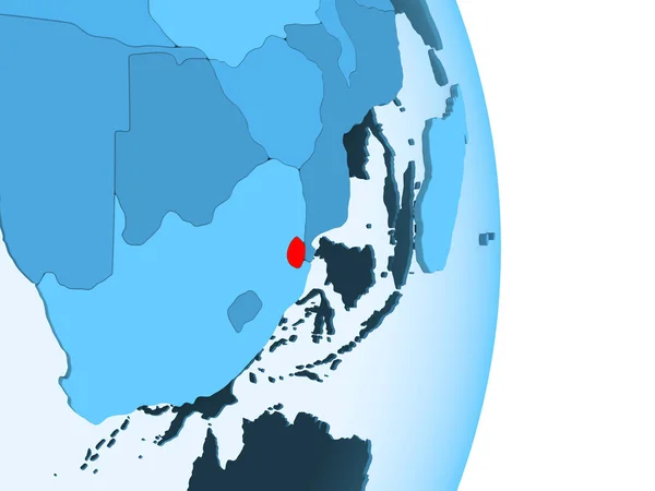 Svazijsko Červené Barvě Jednoduché Modré Politické Globe Hranice Země Viditelné — Stock fotografie