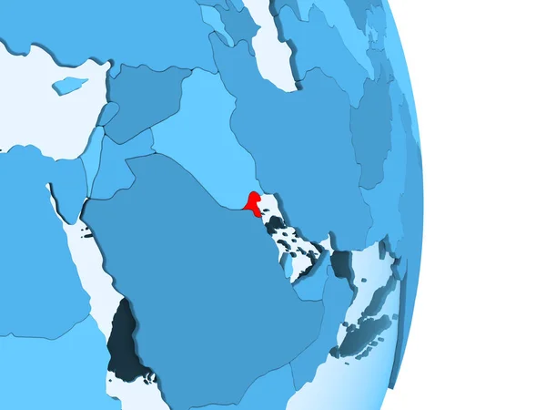 Kuwait Rojo Sobre Simple Globo Político Azul Con Fronteras Nacionales —  Fotos de Stock