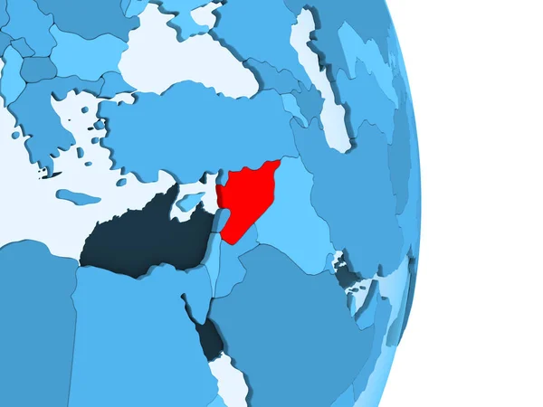 Сирия Красном Простом Голубом Политическом Глобусе Видимыми Границами Страны Прозрачными — стоковое фото