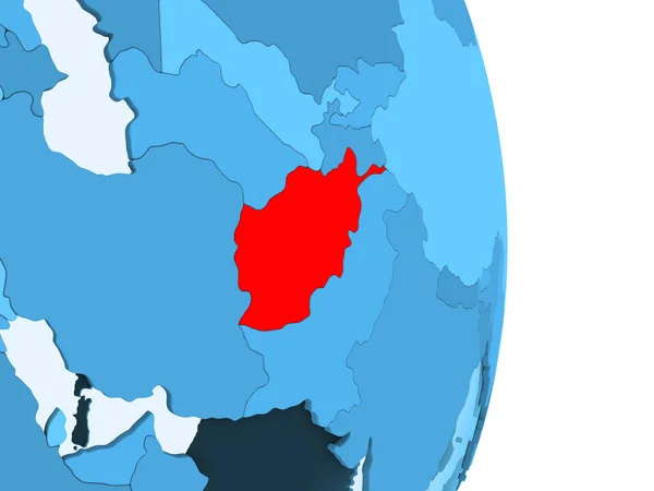 Афганістан Червоному Простий Синій Політичних Земної Кулі Видимими Кордони Прозорий — стокове фото