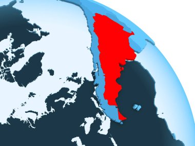 Arjantin şeffaf okyanuslar ile siyasi küre mavi 3 boyutlu model üzerinde vurgulanır. 3D çizim.