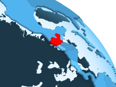 Guatemala şeffaf okyanuslar ile siyasi küre mavi 3 boyutlu model üzerinde vurgulanır. 3D çizim.