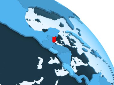 Belize şeffaf okyanuslar ile siyasi küre mavi 3 boyutlu model üzerinde vurgulanır. 3D çizim.