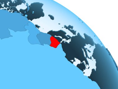 Fransız Guyanası şeffaf okyanuslar ile siyasi küre mavi 3 boyutlu model üzerinde vurgulanır. 3D çizim.